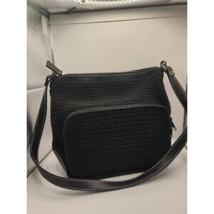 Black Knitted Liz Claiborne crazy  horse Shoulder Bag